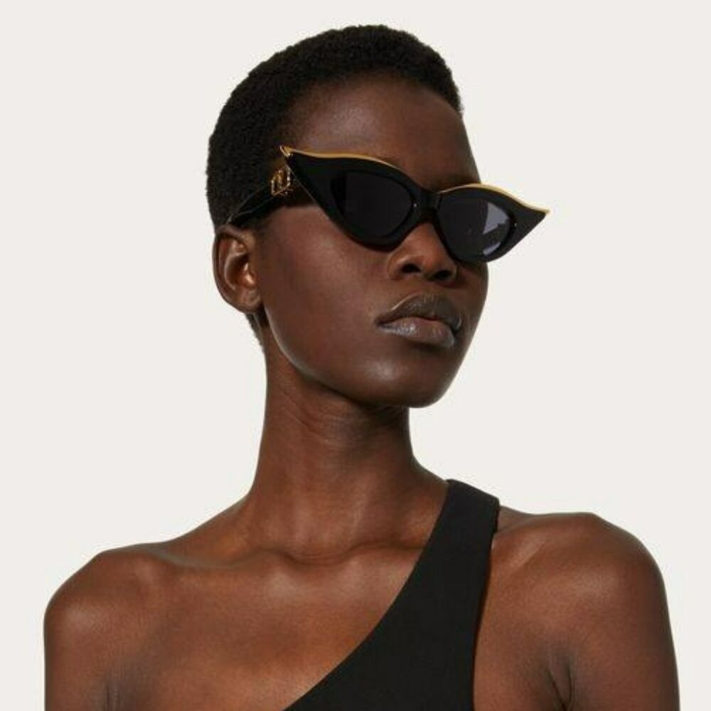Valentino V-GOLDCUT - II VLS-114A 49 Women Sunglasses Titanium Black Gold Grey